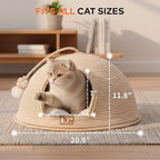 CHEERPALS Cat Cave Bed for Indoor Cats, 3 in 1 Cat House with Washable Cushion and Ball, Scratcher Bed, Cute Rope Bed for Kittens and Large Cat(White)