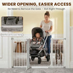 Mumeasy 29.7-57" Extra Wide Baby Gate for Doorways, Auto Close Dog Gate Indoor for Stairs, No-Drill Pressure Mounted Pet Gate with Door, Easy Walk Thru Long&Large Safety Gate for House, Outdoor, White