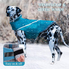 VIVAGLORY Snowrap Dog Coat, Jacket with Harness Hole, Dog Coat for Winter & Cold Weather, Fluffy Warm Fleece Lined Reflective Water Resistant for Puppy, XXS, Turquoise