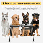Metal Raised Dog Bowl Stand for Extra Large & Large, Dogs Food & Water Bowls 15" Tall,with Sprill Proof Mat, Raised Stand (70OZ-Stainless Steel Dog Bowls, Mat-20x31)