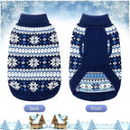 KOOLTAIL Cable Knit Dog Sweater Turtleneck, Cold Weather Pullover Classic Knitwear, Snowflake Pattern Thick Warm Winter Pet Clothes, Dog Christmas Sweater for Small Medium Large Dogs Cats, Navy Blue L