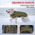 Fragralley Dog Coat Medium, Waterproof Dog Jacket with Warm Fleece Lining, Adjustable Reflective Dogs Winter Coat, Turtleneck Pet Coats for Cold Weather (ArmyGreen M)