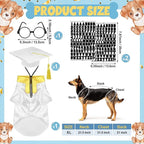 5 Pcs Dog Graduation Costume Set Include 2026 Pet Graduation Gown with Stole Puppy Grad Cap Lensless Glasses DIY Letter Stickers for Dogs Cats Holiday Costume Accessory(White Gold,XL)