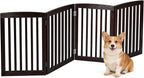 ZENY Freestanding Pet Gate for Dogs - 4 Panels Indoor Foldable Dog Fence for Stairs, Hallways, or Doorways - 82x24-Inch Freestanding Dog Gates, Brown