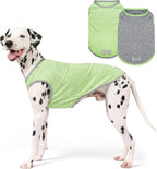 KYEESE 2Pack Dog Shirt, Lightweight Sun Protection Sleeveless Dog T Shirts for Large Dogs, Breathable Pet Reflective Tank Top Summer Dogs Clothes for Outdoor Walking, Green+Grey, 3XL