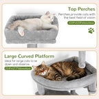 Globlazer Extra Large Cat Tree Tower for Indoor Cats Large Adult, 80in Tall Heavy Duty Cat Tree with 3 Spacious Cat Condos, Oversized Fan-Shaped Perch, 6 Full Sisal Scratching Posts, S80, Light Grey