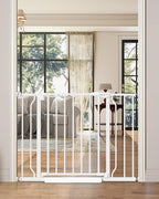Baby Gate No Drilling, 29"-40" Auto Close Dog Gate Indoor for Doorways & Stairs, Pressure Mounted Adjustable Pet Gate, Easy Walk Through Child Gate for Children & Pets Stroller Friendly, White