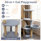 Tangkula Cat Tree for Indoor Cats, 47 Inch Multi-Level Cat Tower with Scratching Posts, Hammock, Basket Bed, Scratcher Ball, Top Perch, Dangling Toy, Cat Climbing Furniture Activity Center (Gray)