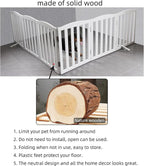 Freestanding Dog Gate Indoor,Doggie Gate Foldable Dog Gates for Doorways,Stairs or Hallways, Wooden White Pet Gate for the House, Pet Fence with Support Feet Included,24 "Height-6 Panels
