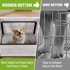 GUTINNEEN Dog House Outdoor with Anti-Bite Metal Frame, Dog Kennel with Porch and Weatherproof Roof for Small, Medium, Large Breeds, Puppy Home Indoor (White, 45’’ Medium)
