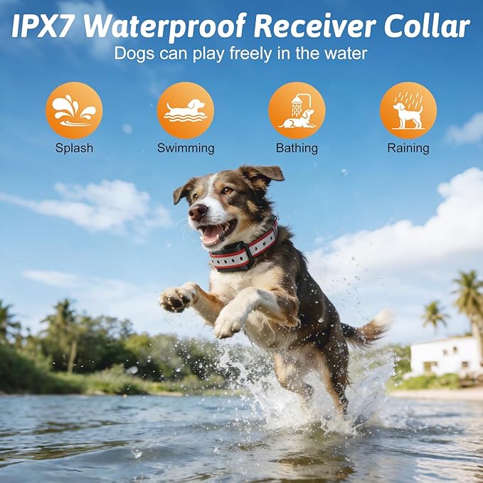 Dog Shock Collar 3280FT Dog Training Collar with Remote IPX7 Waterproof Electric Dog Collar with 4 Training Modes Beep Vibration Static Electricity Flashlight for Small Medium Large Dog