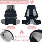 KOESON Four Legged Winter Coat, Warm Small Dog Jacket with Adjustable Buckles, Turtleneck Windproof Dog Fleece Jackets Reflective Fullbody Snowsuit Puffer Coat Blue Grey XS