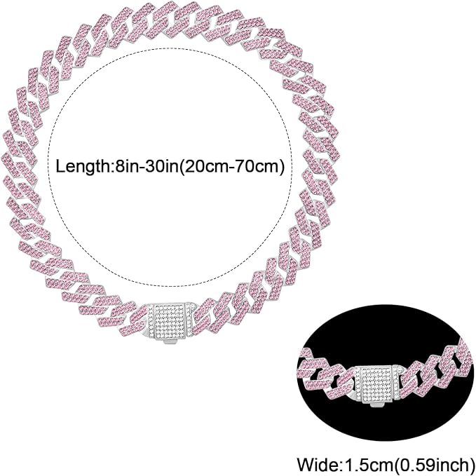 Metal Diamond Dog Chain Dog Training Chain with Secure Buckle Pet Collars for Large Medium Dogs