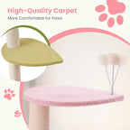 Max & Marlow Cat Tree Floor to Ceiling Cat Tower Height 95-108" Adjustable Kitten Tree Tall Climbing Tree with Carpet Scratching Post and Mat Cat Pole for Indoor Cats, Pink