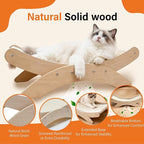 Extra-Larger Sisal Cat Scratcher Bed for Indoor Cats - 25" Natural Cat Scratching Post with Hammock Sturdy Solid Wood Frame Scratch Pad for Scratching & Resting & Play