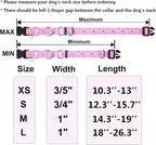 Reflective Martingale Collar for Dogs with Quick Release Buckle Cute Girl Female Flower Dog Collars (Pink Floral, XSmall)