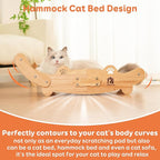 Large Sisal Cat Scratch Pad, Nartural Soild Wood Cat Scratcher Bed with Sisal Scratching Felt and 4 Balls for Indoor Cats Scratch & Lounger & Sleep (Large Size, Nature Wood)