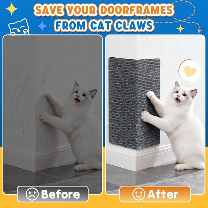 Wall Cat Scratcher for Indoor Cats,23.6x11.8”Corner Cat Scratcher,Cat Scratch Pad Furniture Protector for Door & Wall,Couch, Durable Cat Scratching Board Easy Mount(Grey, 23.6”x11.8”)