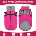 AOFITEE Small Dog Coat, XS Dog Jacket Winter with Harness Built in, Warm Fleece Puppy Coat, Waterproof Pet Puffer Jacket Snowsuit with Zipper, Reflective Dogs Cold Weather Coats Sweater, Pink XS