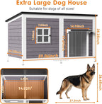 59" Dog House with Insulated Liner, Extra Large Dog House for Outdoor with Weatherproof Roof, Anti-Chewing Metal Frame Design for Small Medium Large Breeds Dogs(Grey)