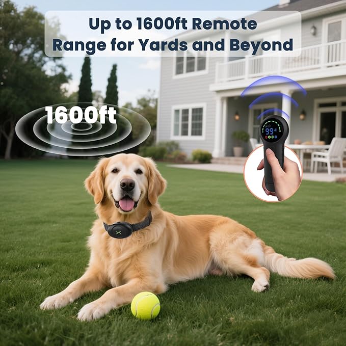 Dog Shock Collar with Soft Neoprene Padded - 4 Training Modes E Collar with 1600FT Remote Control for 5–120 lbs Large Medium Small Dogs, IPX7 Waterproof, Black