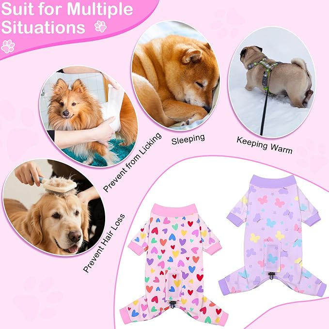 Glittme 2PACK Dog Pajamas Soft Dogs Clothes for Small Medium Dogs Elastic Cats Apparel Breathable Dog Pjs for Puppy