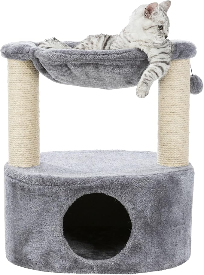 Trixie Baza Grande 24-in Cat Tree, Two Sisal Scratching Posts, Cat Condo and Hammock, Dangling Cat Toy