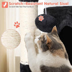 54in Cat Tree Cat Climbing Tower with Scratching Post, Cats House Perch Kitten Tree Condo Wood Playhouse, Pet Trees Tower for Indoor Cats, Dark Gray