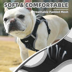 PUPTECK No Pull Dog Harness Small Sized Dog, Adjustable Reflective Escape Proof Easy Control, Comfortable Soft Padded Step in Pet Vest Harness, Black, S