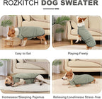 ROZKITCH Dog Winter Coat Soft Pullover Pajamas, Pet Windproof Warm Cold Weather Jacket Vest Cozy Jumpsuit Apparel Outfit Clothes for Walking Hiking Travel Sleep Stripe 4XL