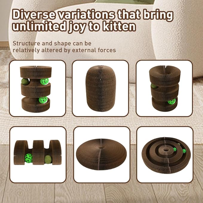 Cat Scratcher, Magic Organ Cat Scratching Board, Reversible Interactive Toys Scratching, Cardboard, Kitten Scratcher Pads with Catnip Ball(1PC)