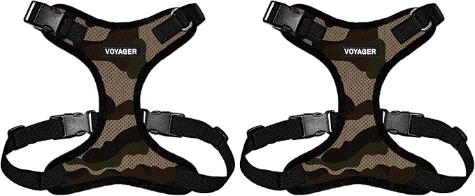 Voyager Step-in Lock Pet Harness - All Weather Mesh, Adjustable Step in Harness for Cats and Dogs by Best Pet Supplies - Army/Black Trim, XS (Pack of 2)