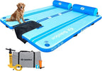 SOLSTICE Party Plank 6-8 Person Rise Inflatable Dock, Floating Water Raft Platform, 10ft x 8ft - Outdoor Fun for Lake, River, Swimming Pool & Beach, Includes Backrests, Threaded Ports, & Carry Bag