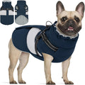 KOESON Dog Coat, Warm Dog Winter Jacket with Harness Built-in for Easy Walk, Fleece Lined Cold Weather Coat for Medium Dogs, Waterproof Puffer Jacket for French Bulldog, Corgi, Beagle, Navy Blue M