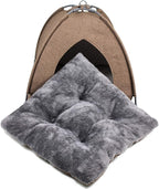 Winsterch Cat Bed Cave for Indoor Cats, Small Pet Tent Cave for Cats, Kittens, and Small Dogs, Warming Cat House with Removable Washable Cushion (18.5'‘ x 18.5’' x 15.8'', Brown)