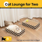 Cat Scratcher Box with 4 Scratching Pads&2 Separate Cardboard Boxes,2-in-1 Cardboard Cat Scratch for Multiple Kitten Interactive Play,Birthdays Holiday Toys Gift,Checkered-Ball Toy