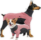 Winter Coat Soft Warm Pajamas Windproof Fleece Sweatshirt Cold Weather Clothes for Dogs High Neck Full Body Onesie for Walking, Hiking, Travel, Home Wear, Pin Grey L