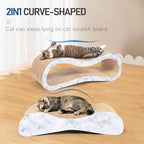 FluffyDream 2 in 1 Cat Scratcher Cardboard Lounge Bed, Cat Scratching Post, Durable Board Pads Prevents Furniture Damage,Large,Marble White