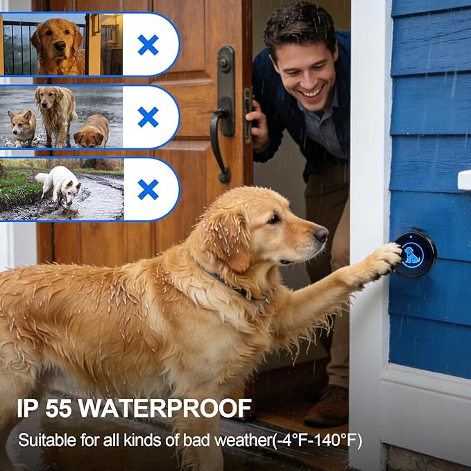 Dog Door Bell (2026 Self-Illuminating Enhanced Touch) for Potty Training, Wireless Dog Doorbells to Go Outside, 1000 Feet Long Range, IP65 Waterproof, 60 Melodies & Adjustable Volume (2 Buttons)