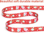 Dog Collar with Leash Airtag Holder Case Set - Dog Collars for Male Female Boy Girl Puppy X-Small Small Medium Large Dogs Walking Running Training - Red Daisy/M