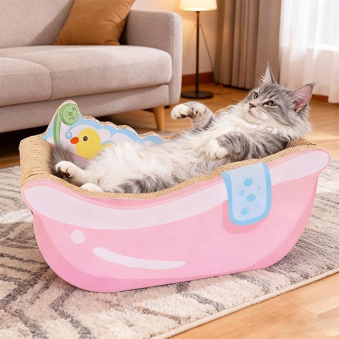 Small Cat Bed - Corrugated Paper Calming Nest | Cute Kitten Bed Cat Scratcher - for Kitten Puppy Small Dog Pet Home Decor Living Room Balcony Apartment Dorm Sleeping Play
