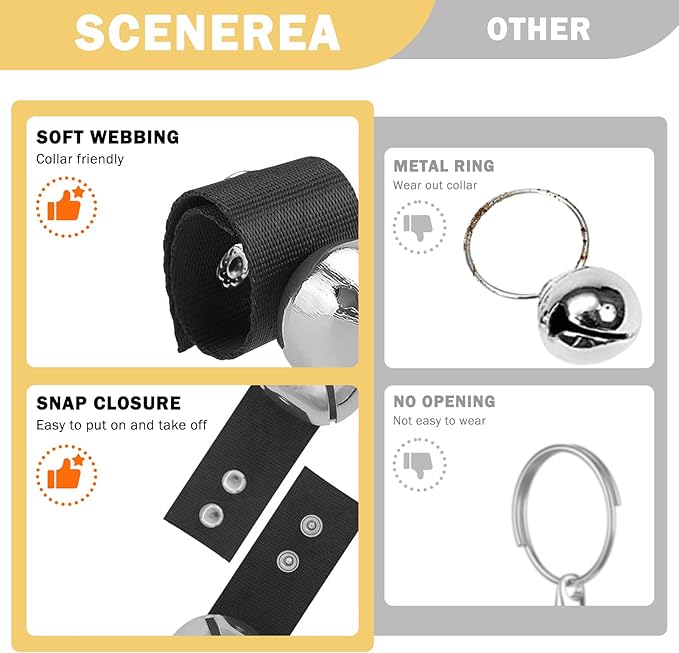 SCENEREAL Large Bell for Dog Collar, 2 Pack 1" Extra Loud Collar Bells for Cats and Dogs Training, Hiking, Walking, Hunting, Pet Tracker, Pet Bell for Save Wildlife and Birds Silver