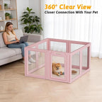 DIY Clear Acrylic Dog Playpen House,Quick Easy Assembly and Disassembly,Strong Floor Suction,Indoor and Outdoor Use,Easy Cleansing Puppy Fence (Skin Pink, 30.3" H, 8PCS)