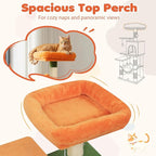 Tangkula Cat Tree Tower, 44 Inch Multi-Level Cat Tower with Sisal Scratching Posts, 2-Door Condo, Padded Top Perch & Hammock, 2 Hanging Balls, Jumping Platforms for Indoor Cats (Green & Orange)