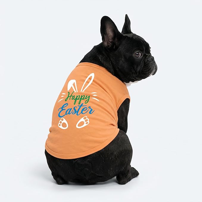 Fitwarm Happy Easter Bunny Dog Shirt, Easter Dog Clothes for Small Dogs Boy Girl, Cute Pet Outfit, Green, Blue, White, Orange, XL