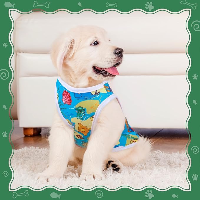 Saintrygo 10 Pcs Lovely Puppy Shirts Print Dog Clothes Breathable Summer Pet Cartoon Dog Shirt Clothes Sweatshirt for Puppy Cartoon Shirt Sweatshirt to Cat(Small)
