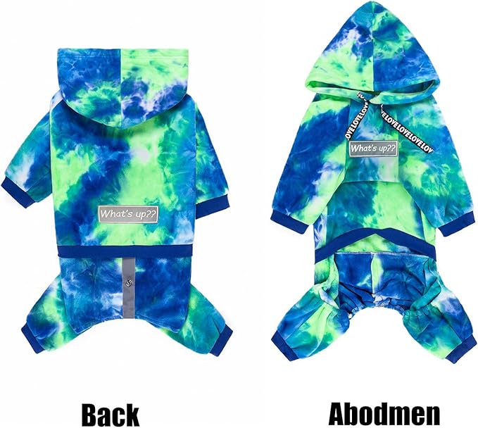 Dog Hoodies Winter Coat for Large Medium Dogs, Pullover 6 Legs Warm Coat Hooded Sweatshirt, Fleece Hoodie for Cold Weather (Bandhnu Green, 6X-Large)
