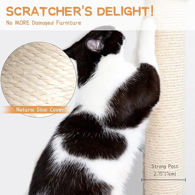 Auroth Cat Tree,42" Cat Tower with Stable Base for Indoor Cats, Large Cat Condo with Plush Perches, Toys & Natural Sisal Scratching Posts, Multi-Level Small Cat furniture Perfect for Kittens Play,Rest