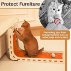 Cat Scratcher with Bell Ball Cat Scratch Pad L-Shaped Scratch Mat Vertical Cat Scratching Board for Indoor Cats Felt Cats Scratching Post Furniture Protector Kittens Cratchers Toys- Orange