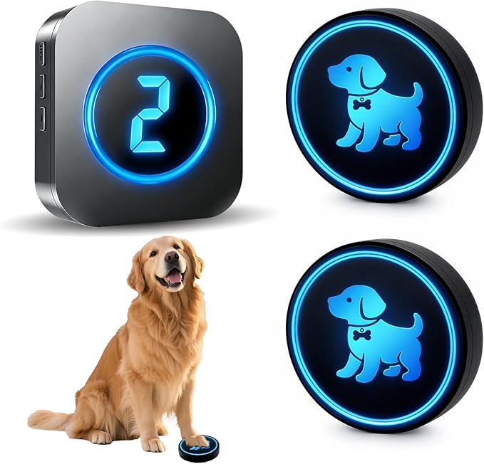 Dog Door Bell (2026 Wireless Receiver with Numeric Display) for Potty Training, Wireless Dog Doorbells to Go Outside, 1000 Feet Long Range, IP65 Waterproof, 60 Melodies & Adjustable Volume (2 Buttons)